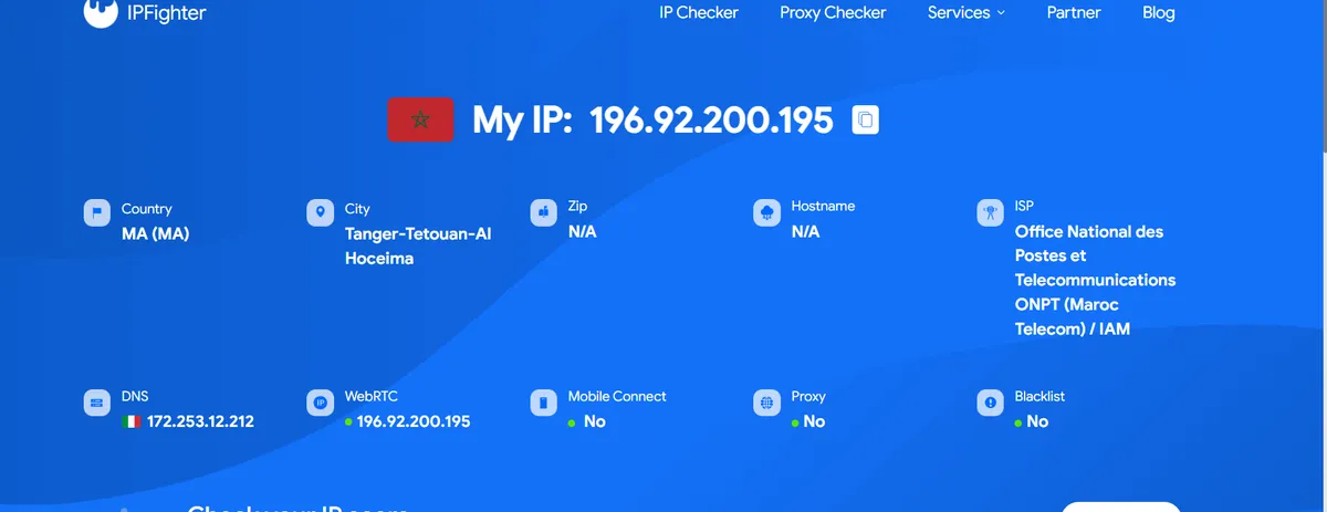 Real IP exposed: Morocco (196.92.200.195)